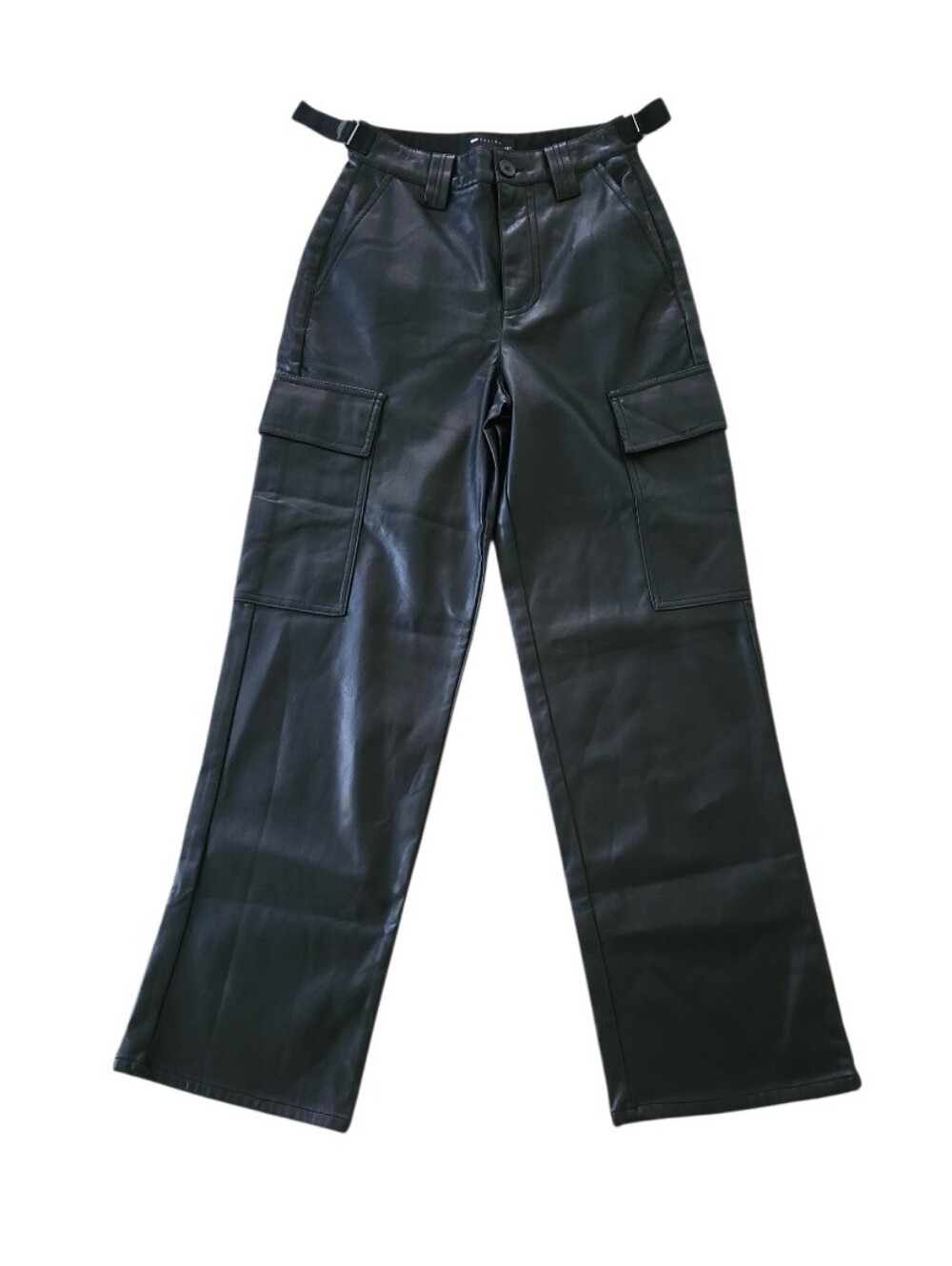 Black Faux Leather Cargo Pants Sz 2